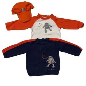 Gymboree Robot Themed Shirt, Sweater and Matching Hat 12-18 months